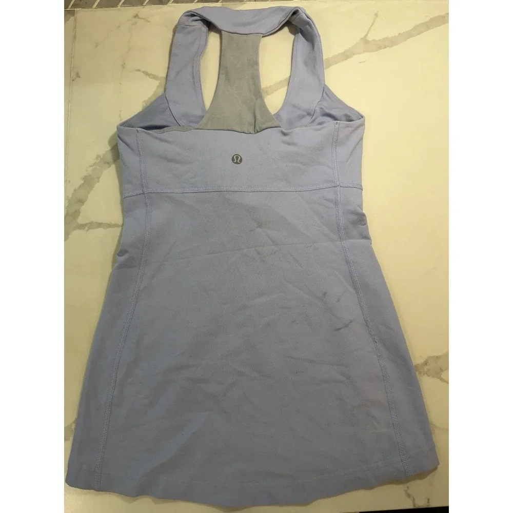 Lululemon Scoop Neck Halter Tank Top Sz 4 Y2K Athleisure Built In Bra Yoga Gym